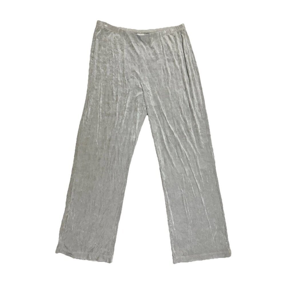 CHICOS Travelers Slinky Green Pants Pull On Wide Leg Size 16-18 Airport Vacation